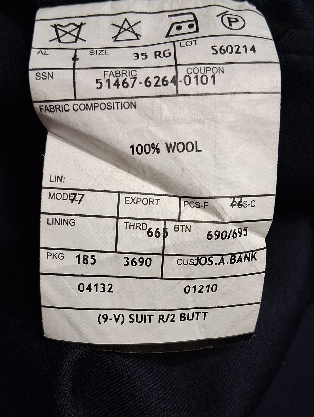 Jos A Bank "Gordon" Full Suit In Navy 100% Wool Top 41RG Slacks 35 RG - Picture 14 of 14